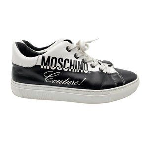 Moschino | Black and White Leather Trainers Sneakers
